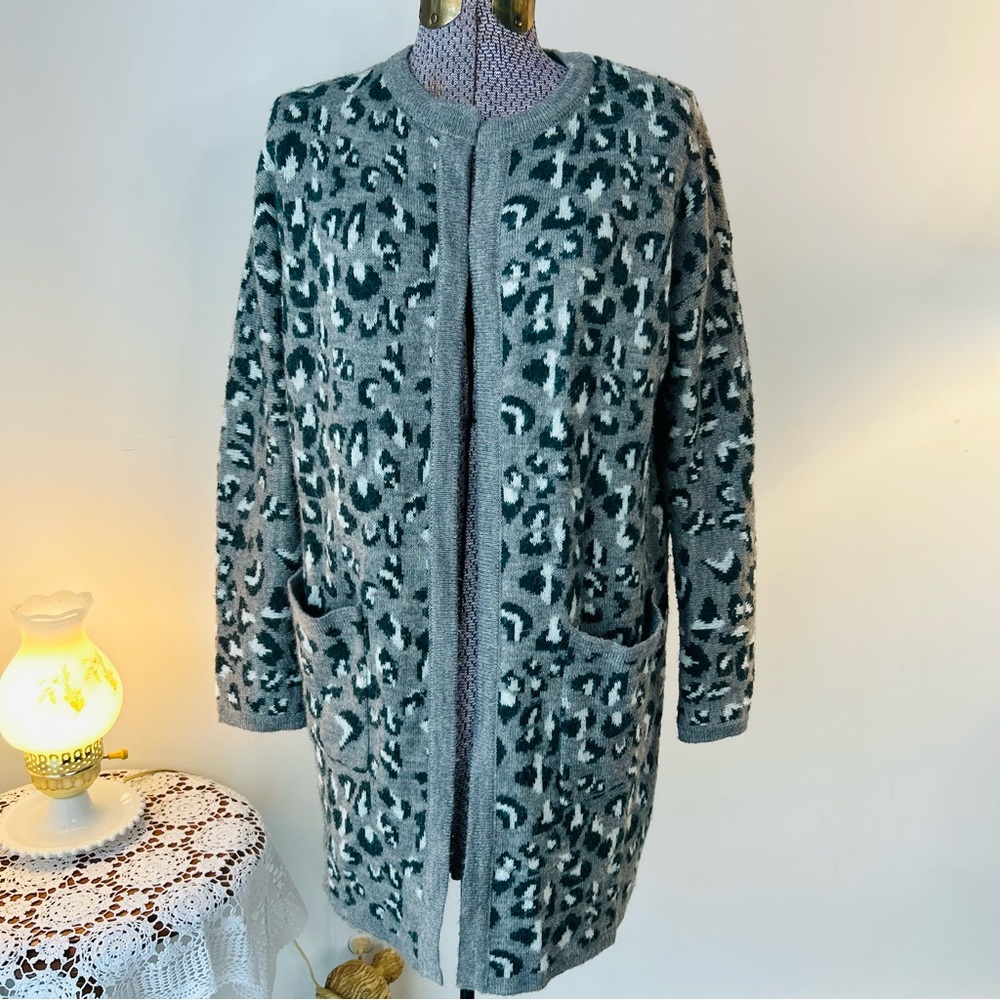 Gray Leopard Print Women's Coat
